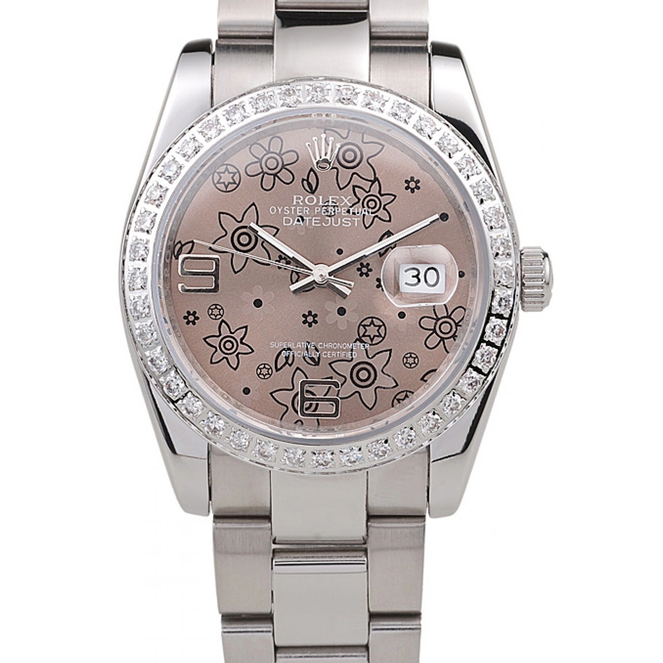 Rolex copies cheap Dial Datejust Diamond Steel Brown Stainless Rolex Polished Plated Flowers 0823